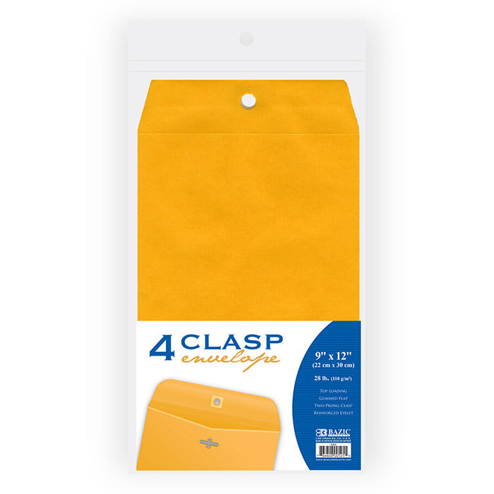 9" x 12" Clasp Envelope Eyelet Closure Mailing Paper Envelopes | 4 Ct