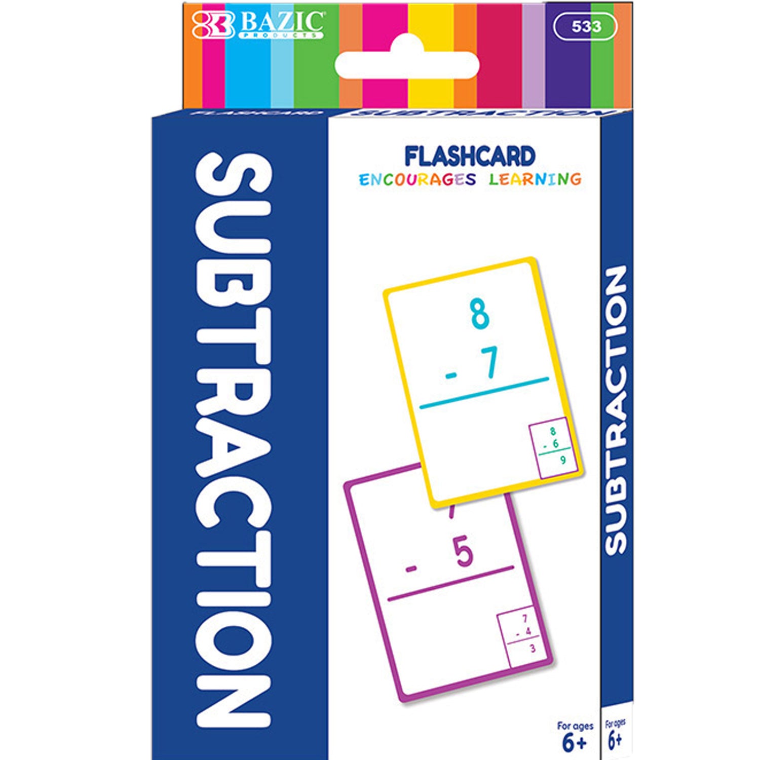 Subtraction Flash Cards, For Kids (36/Pack)