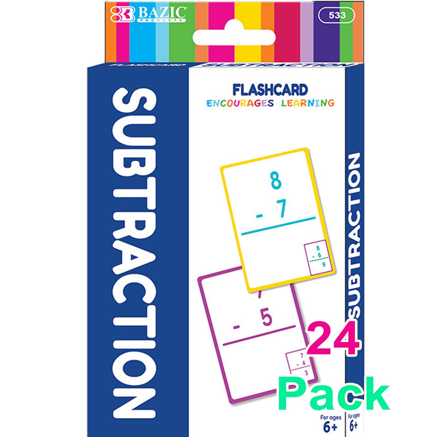 Subtraction Flash Cards, For Kids (36/Pack)