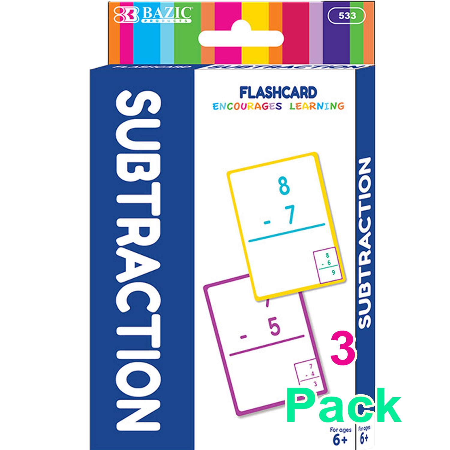 Subtraction Flash Cards, For Kids (36/Pack)