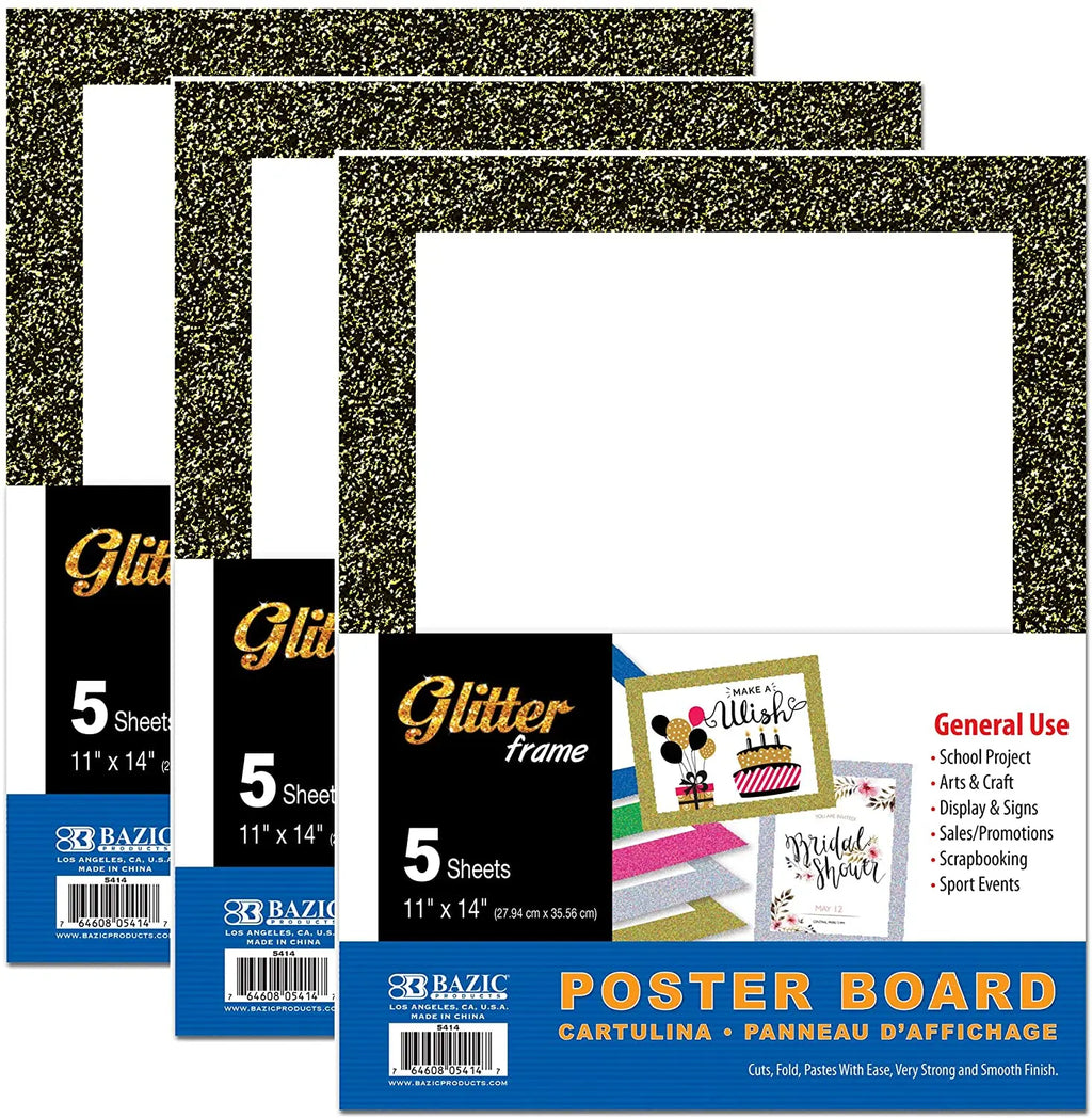 Poster Board for Presentation or Art 11" X 14" | White w/Gllitter Frame G8Central