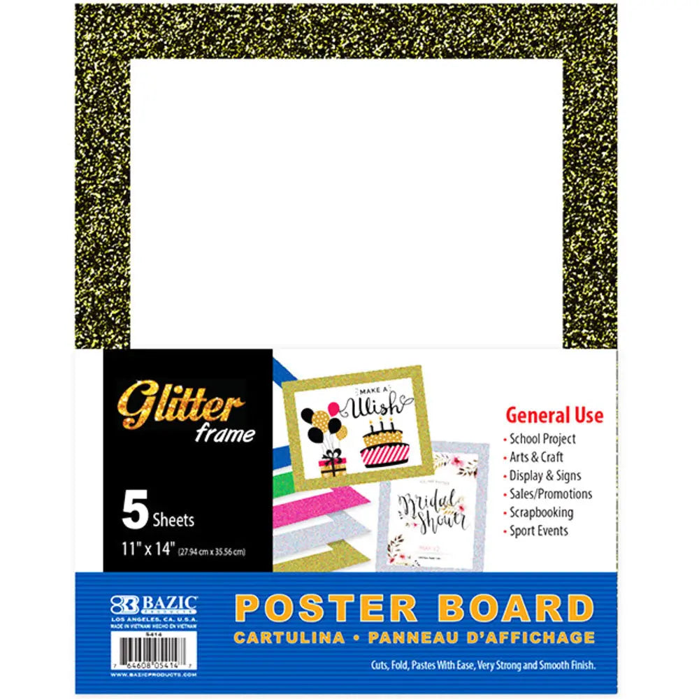 Poster Board for Presentation or Art 11" X 14" | White w/Gllitter Frame G8Central