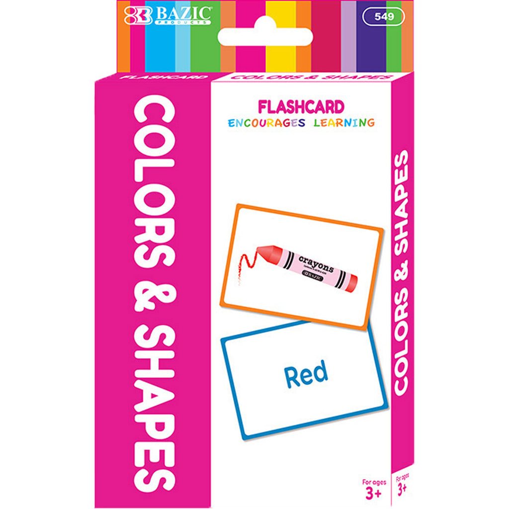 Colors &amp; Shapes Flash Cards, Double-Sided with Picture Name with Illustrations for Kids 3+