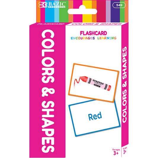 Colors &amp; Shapes Flash Cards, Double-Sided with Picture Name with Illustrations for Kids 3+