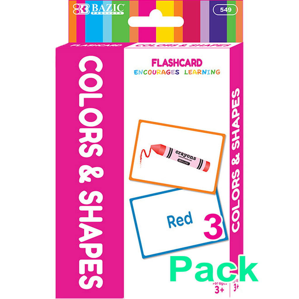Colors &amp; Shapes Flash Cards, Double-Sided with Picture Name with Illustrations for Kids 3+