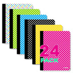 Composition Book College Ruled 100-Ct | Assorted Polka Dot Covers | Option: 24-Pack, 12-Pack, 6-Pack G8Central