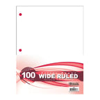 Binder Paper Wide-Ruled 100-Count for 3-Ring Binder 10.5 in x 8 in G8Central