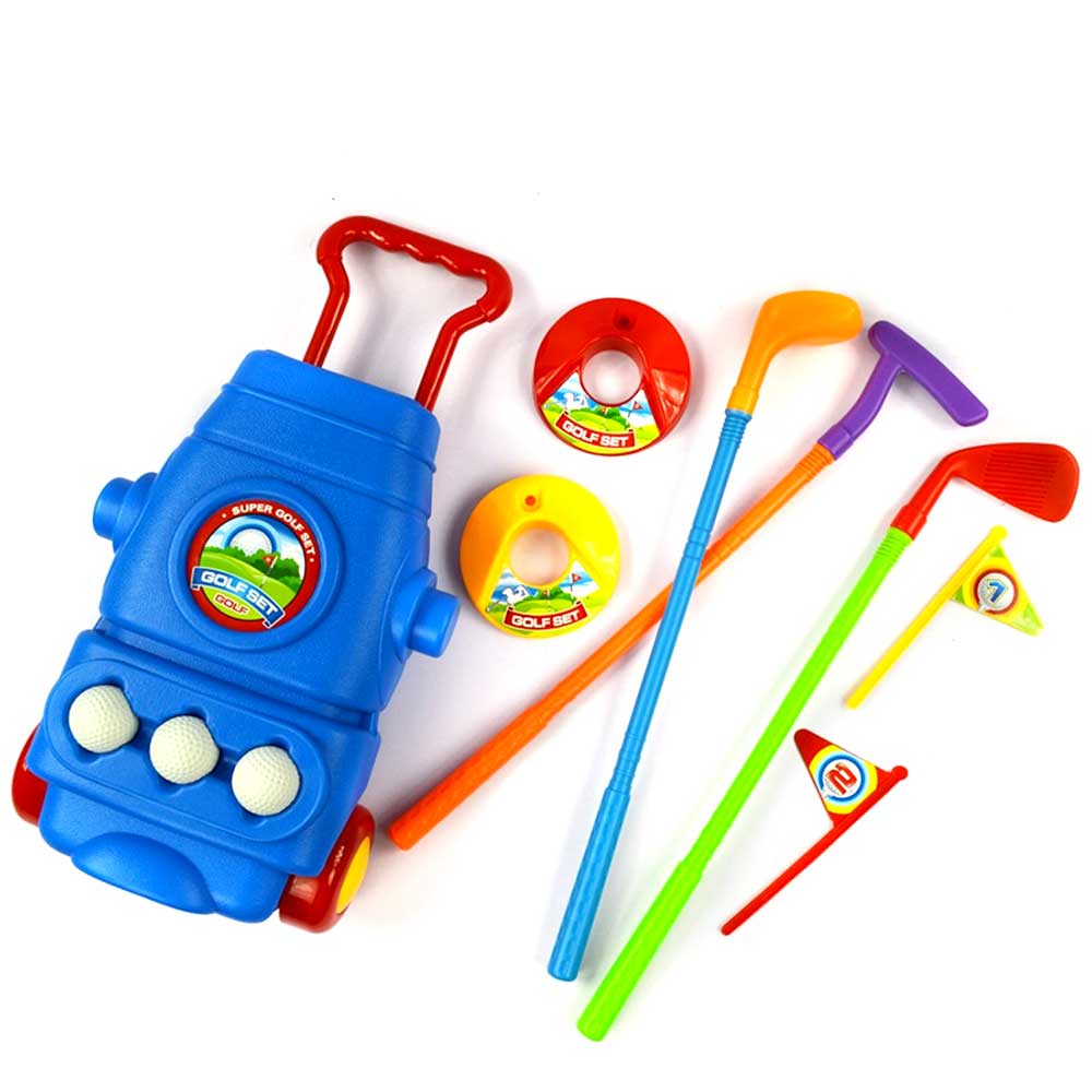 Deluxe Golf Set For Kids Comes With 3 Golf Clubs, 3 Balls, And 2 Practice Holes