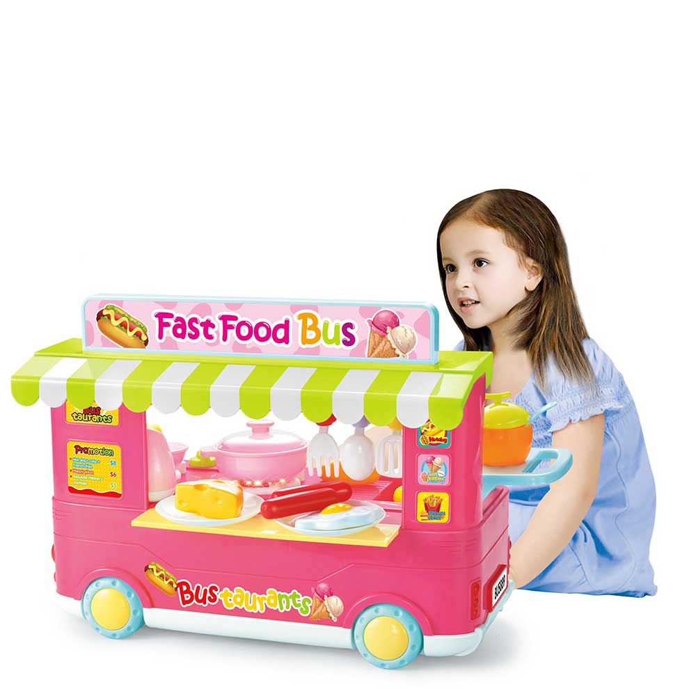 Fast Food Bus Kitchen Play Set Toy 29pcs