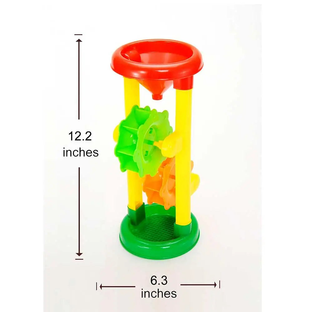 Double Sand Wheel Beach Toy Set With Bucket, Shovels, Rakes, Sailboat, And 3 Molds G8Central