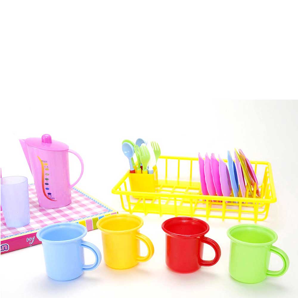 Play Dishes Kitchen Wash and Dry Tea Playset 27pcs