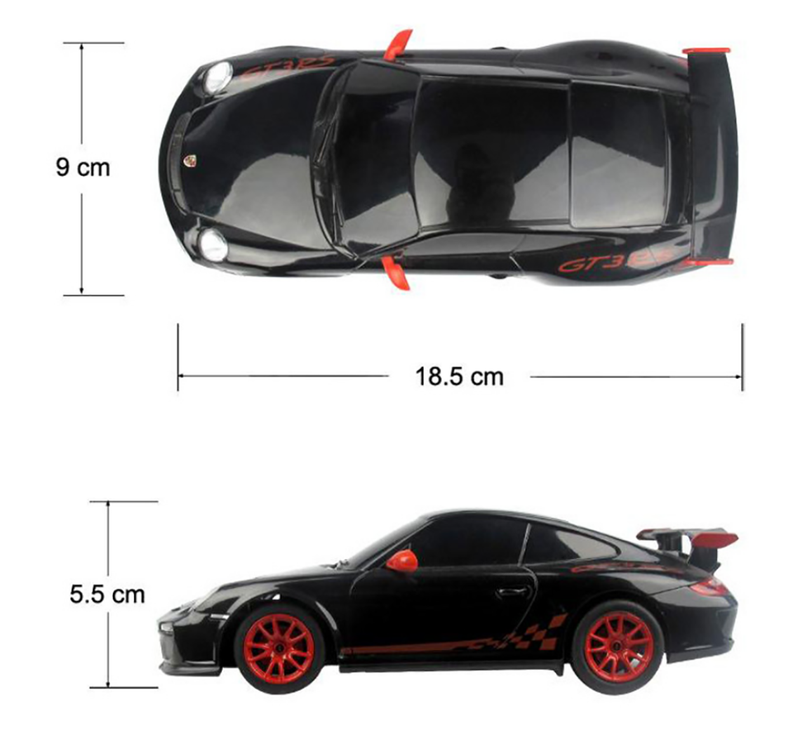 Toy Model Sport Car 1:24 Scale with RC Porsche GT3 RS | Black