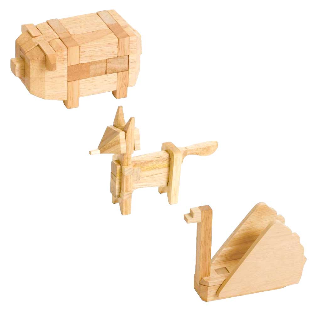 3 Wooden Animal Puzzles