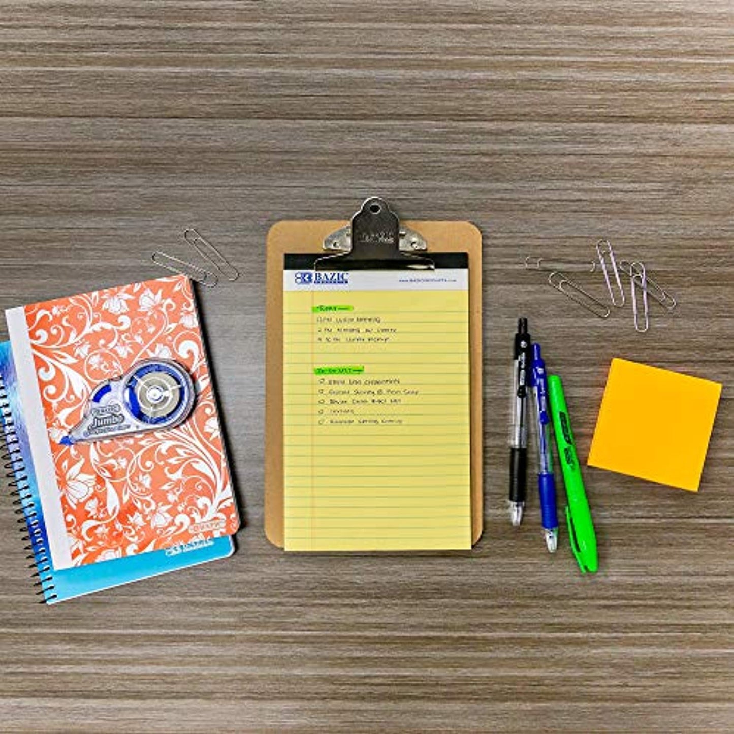 BAZIC 50 Ct. 5" X 8" Canary Jr. Perforated Writing Pad, Lined Ruled Memo Writing Papers Pads, Note Paper for Taking Notes, Yellow(2/Pack), 6-Pack (Total 12 Pads).