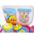 Portable Kids Kitchen Cooking Set Toy With Lights And Sounds, Folds Into Step Stool G8Central