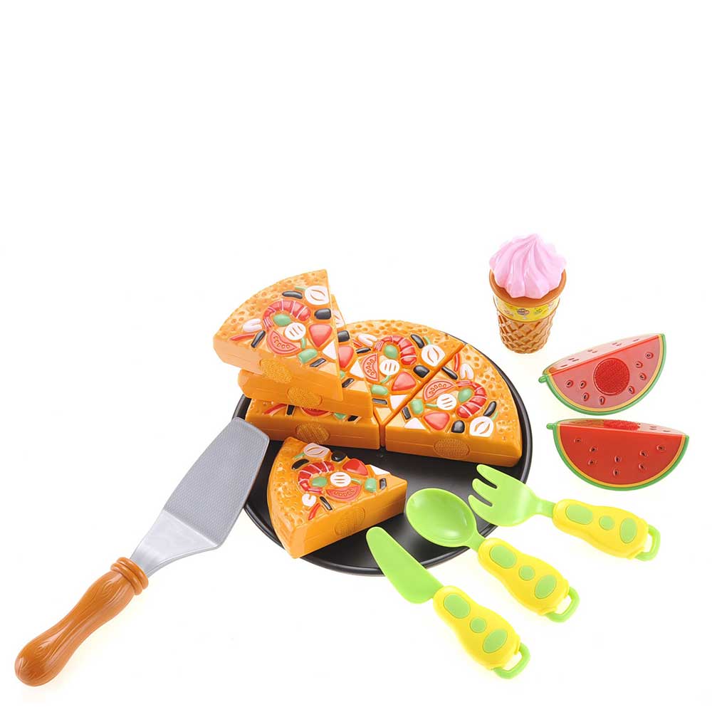 Pizza, Watermelon, and Ice Cream Cutting Food Playset