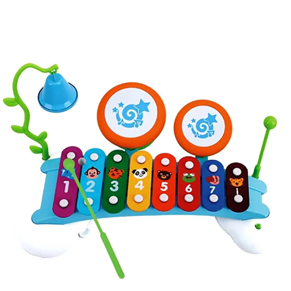 15" Rainbow Xylophone Piano Bridge For Kids With Ringing Bell And Drums G8Central