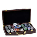 Poker Set 300 Chips Las Vegas in High Luxury Glossy Mahogany Wooden Box G8Central