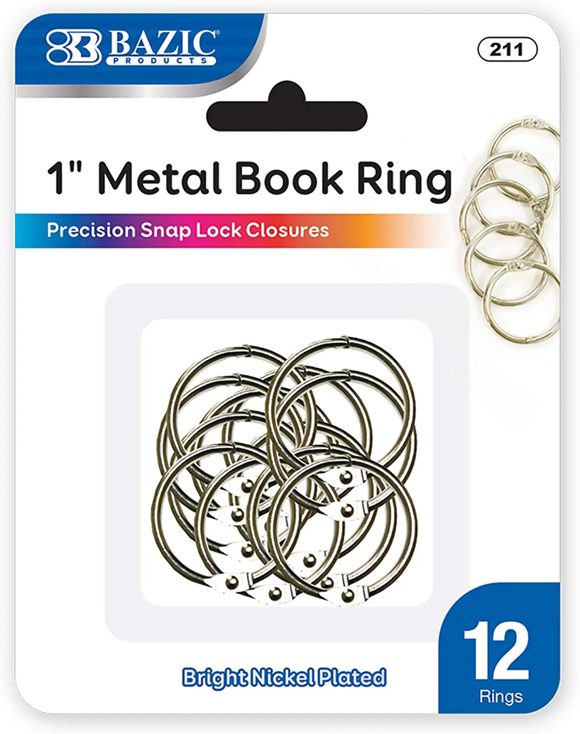 Metal Book Rings (12/Pack) | 1-inch.