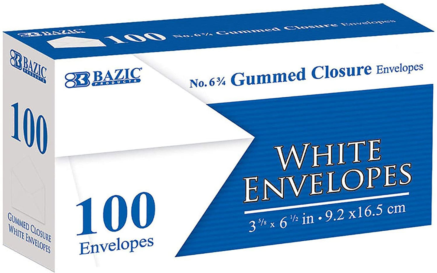 White Envelope Gummed Closure Mailing Envelopes 3 5/8 x 6 1/2, Adhesive Seal (100/Pack), 1-Pack.