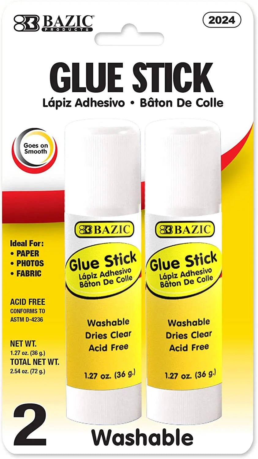 BAZIC 8g/0.28 Oz. Small Glue Stick, White Multi-Purpose Acid Free, Ideal for Photos Paper Kids Art Craft at School Home Office (6/Pack), 1-Pack.