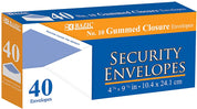 BAZIC #10 Security Envelope Gummed Closure White Mailing Envelopes 4 1/8 x 9.5, Tint Pattern Security Mailer, No Window, Adhesive Seal (40/Pack), 1-Pack.