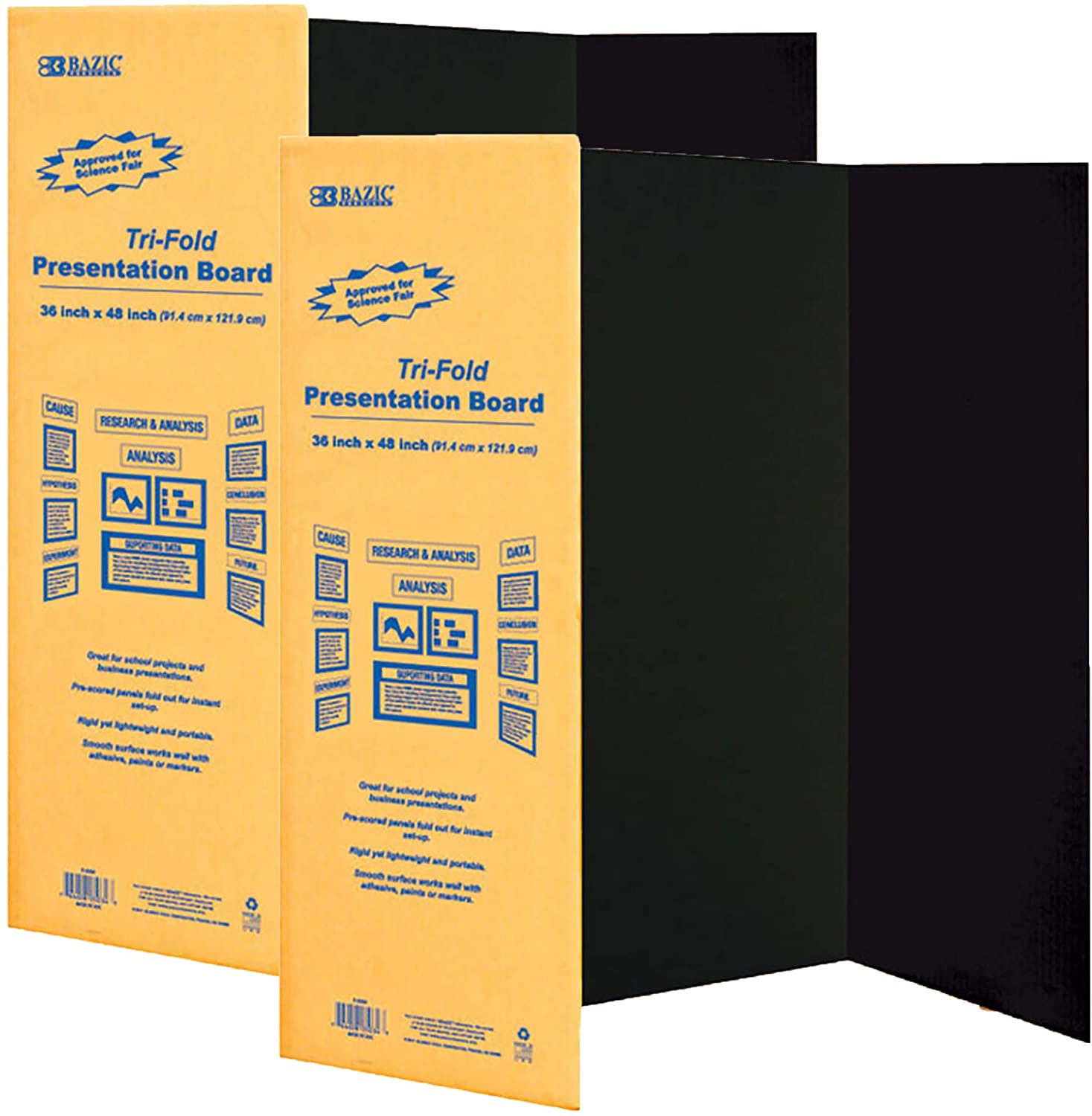 Bazic 36 x 48 Black Tri-Fold Corrugated Presentation Board(Pack of 24)