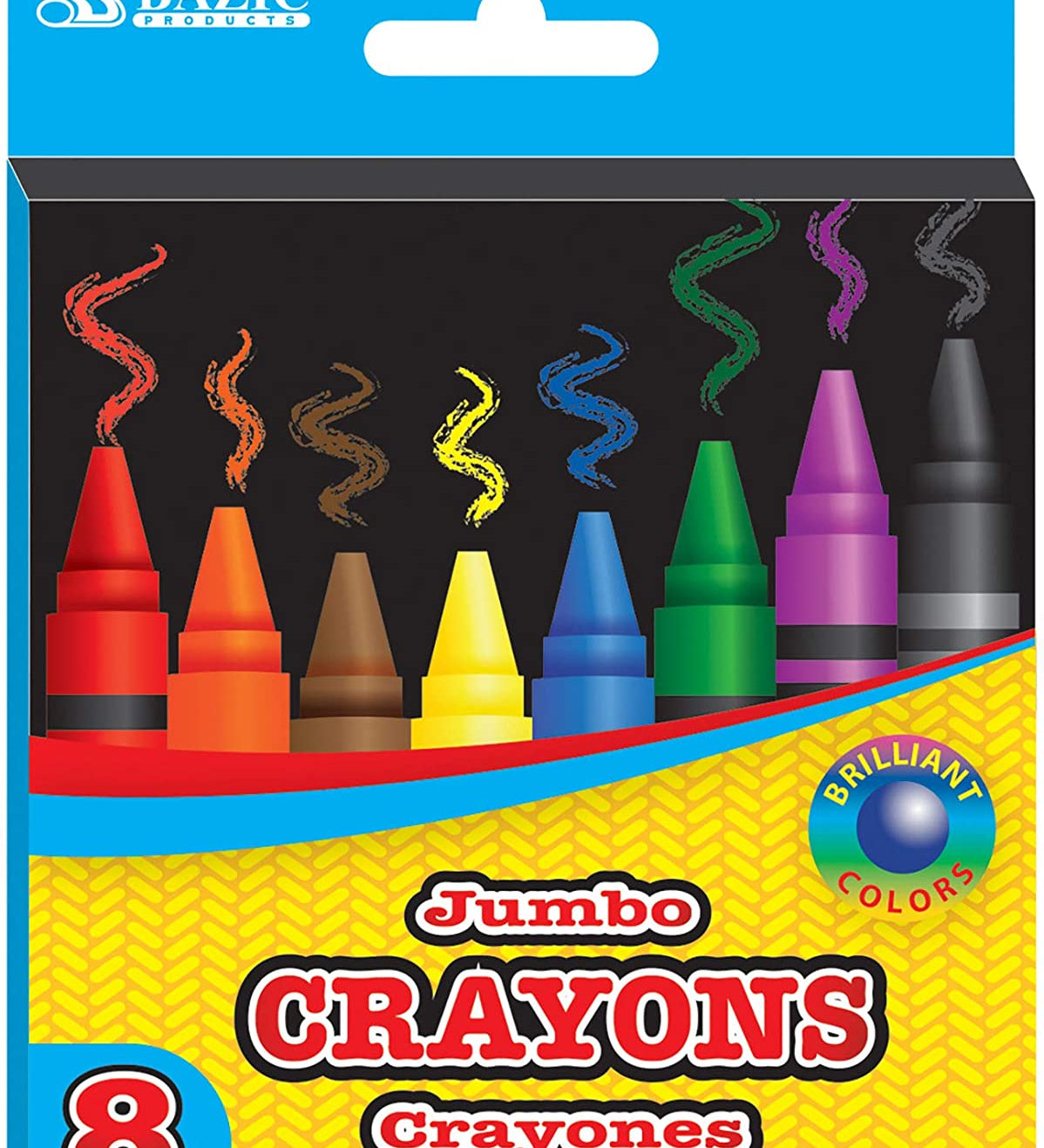 BAZIC 12 Color Premium Jumbo Crayons, Assorted Washable Coloring Set, School Art Gift for Kids Age 3+, 1-Pack.