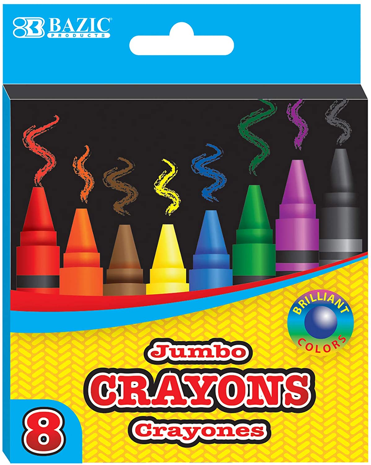 BAZIC 12 Color Premium Jumbo Crayons, Assorted Washable Coloring Set, School Art Gift for Kids Age 3+, 1-Pack.