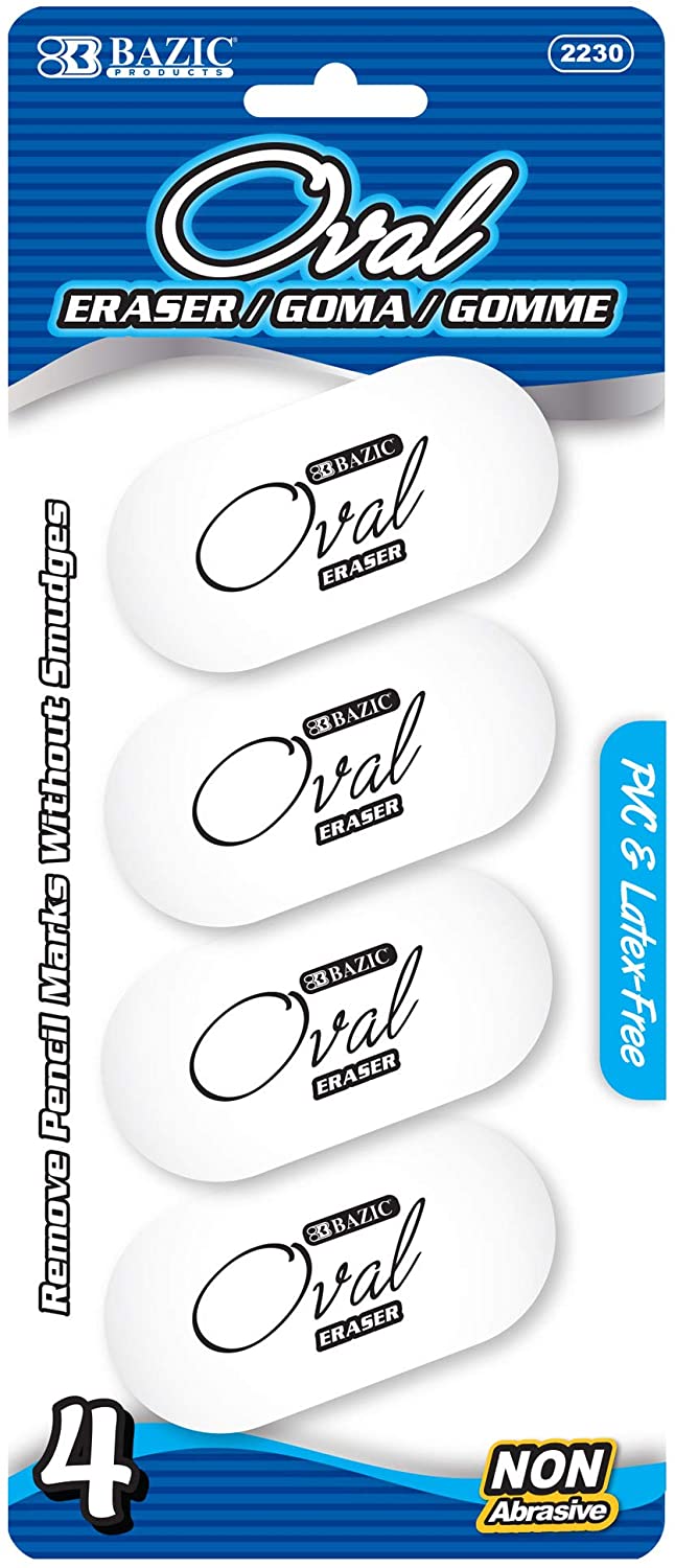 Bright White Color Oval Eraser (Latex Free)