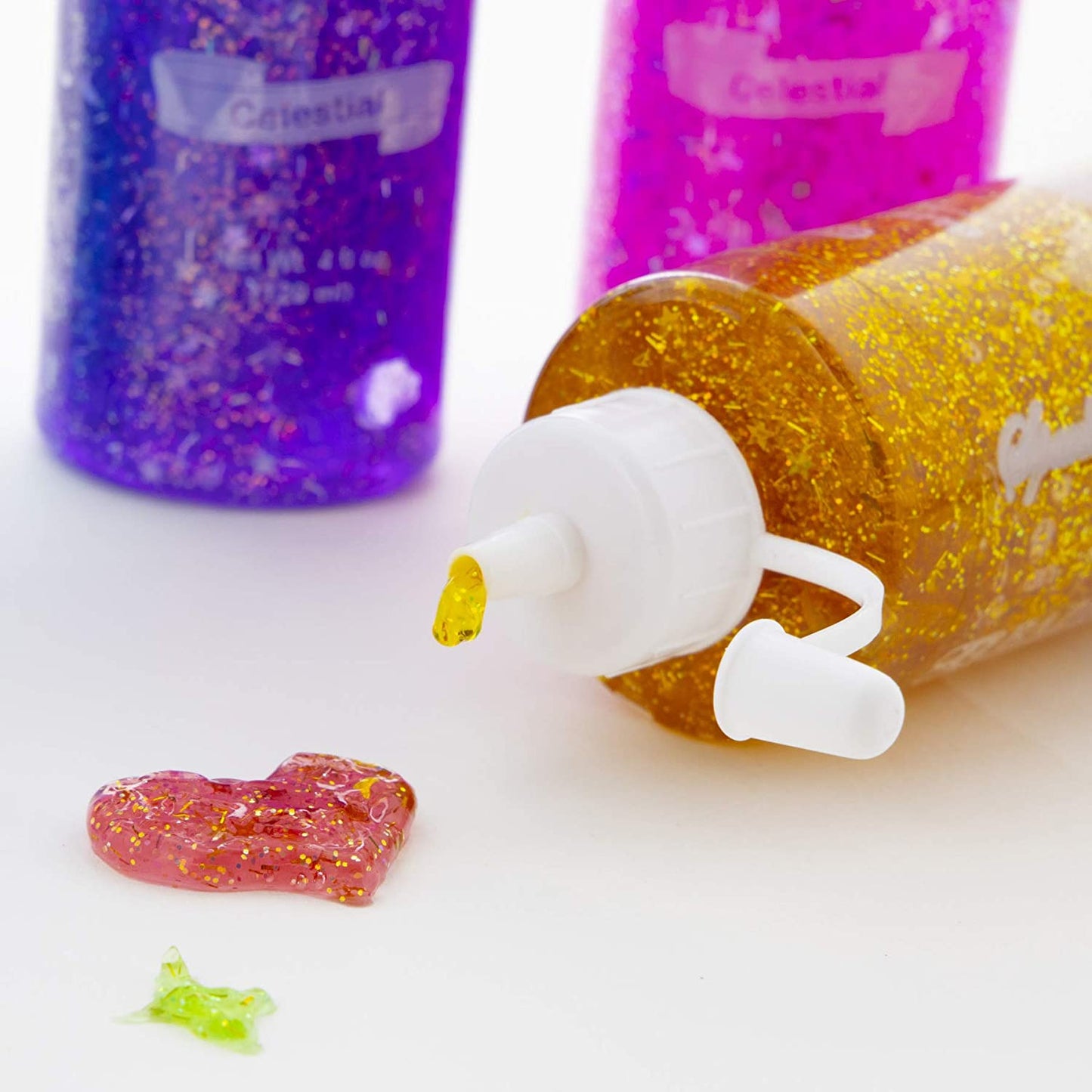 Glitter Glue Star &amp; Moon Sequins, Washable Sparkling Slime Colors | 4 FL OZ (120ml)