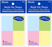 Stick On Notes 100 Ct. 1.5" X 2" (4/Pack).