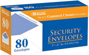 BAZIC #10 Security Envelope Gummed Closure White Mailing Envelopes 4 1/8 x 9.5, Tint Pattern Security Mailer, No Window, Adhesive Seal (40/Pack), 1-Pack.