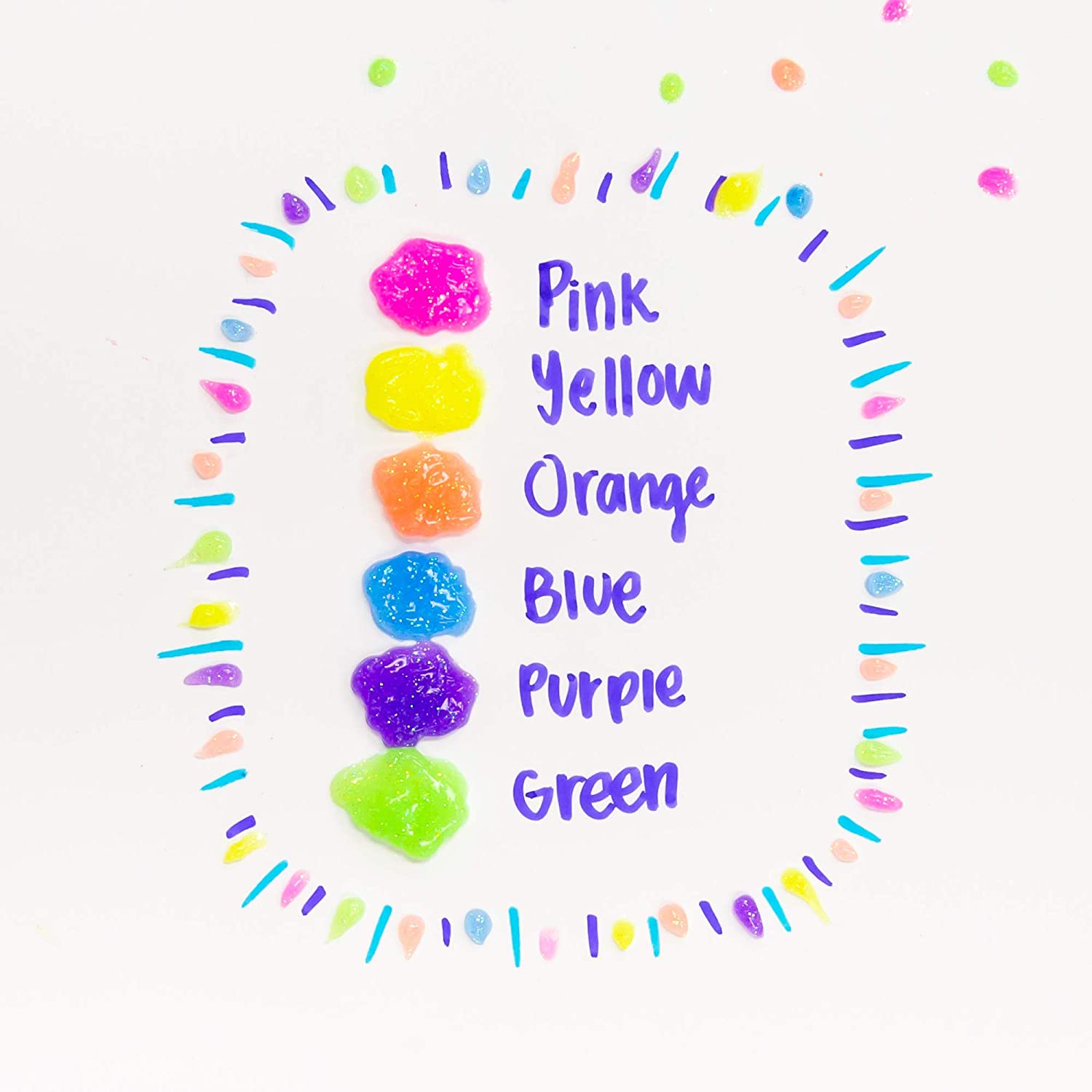 Neon Color Glitter Glue, Washable Sparkle Glowing Non-toxic | 0.67 FL OZ (20ml)
