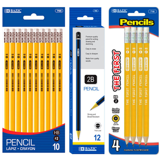 Wooden Pencils No. 2HB YELLOW & No. 2B BLUE