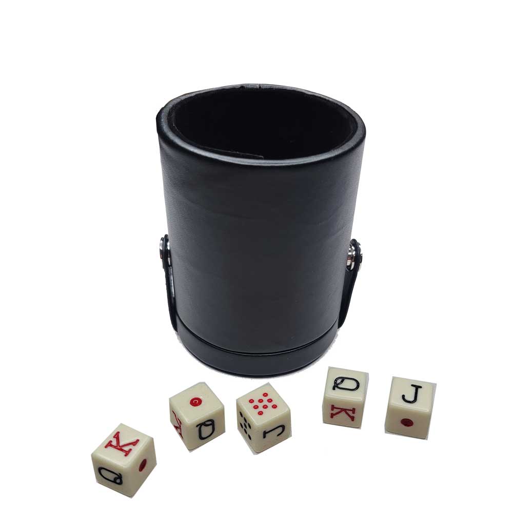 Deluxe Dice Cup With Storage &amp; 5 Poker Dice G8Central