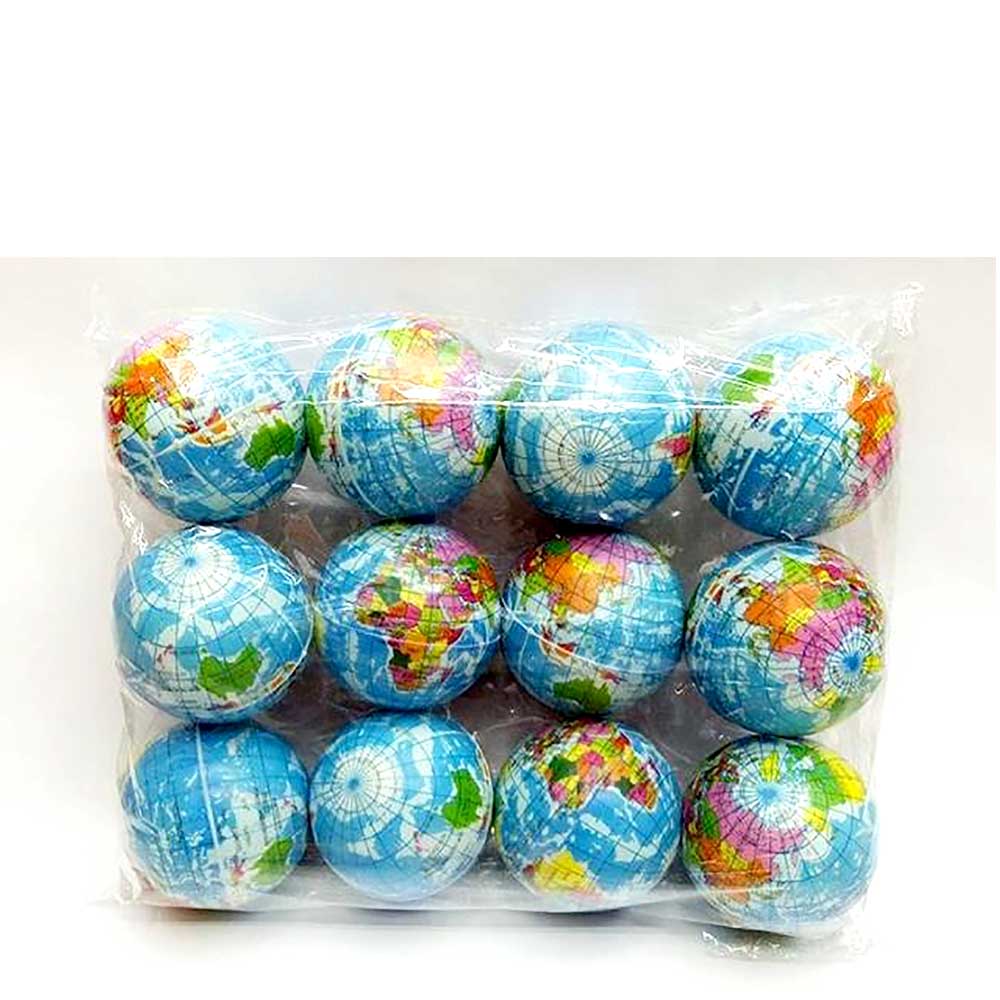 Mini Planet Earth Soft Foam Stress Balls | 24 Balls Per Box