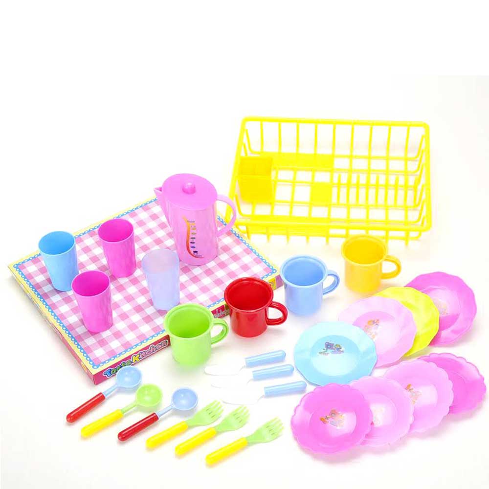 Play Dishes Kitchen Wash and Dry Tea Playset 27pcs