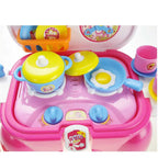 Portable Kids Kitchen Cooking Set Toy With Lights And Sounds, Folds Into Step Stool G8Central