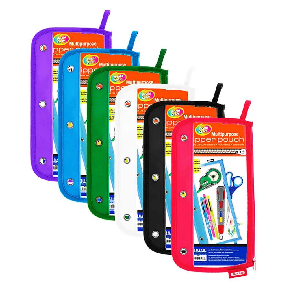 Clear Pencil Pouch Zipper with 3-Ring Binder 11.5" x 6.5" G8Central