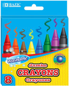 Premium Jumbo Crayons, Coloring Set, 8 Color Washable, School Art Creative Gift for Kids Age 3+