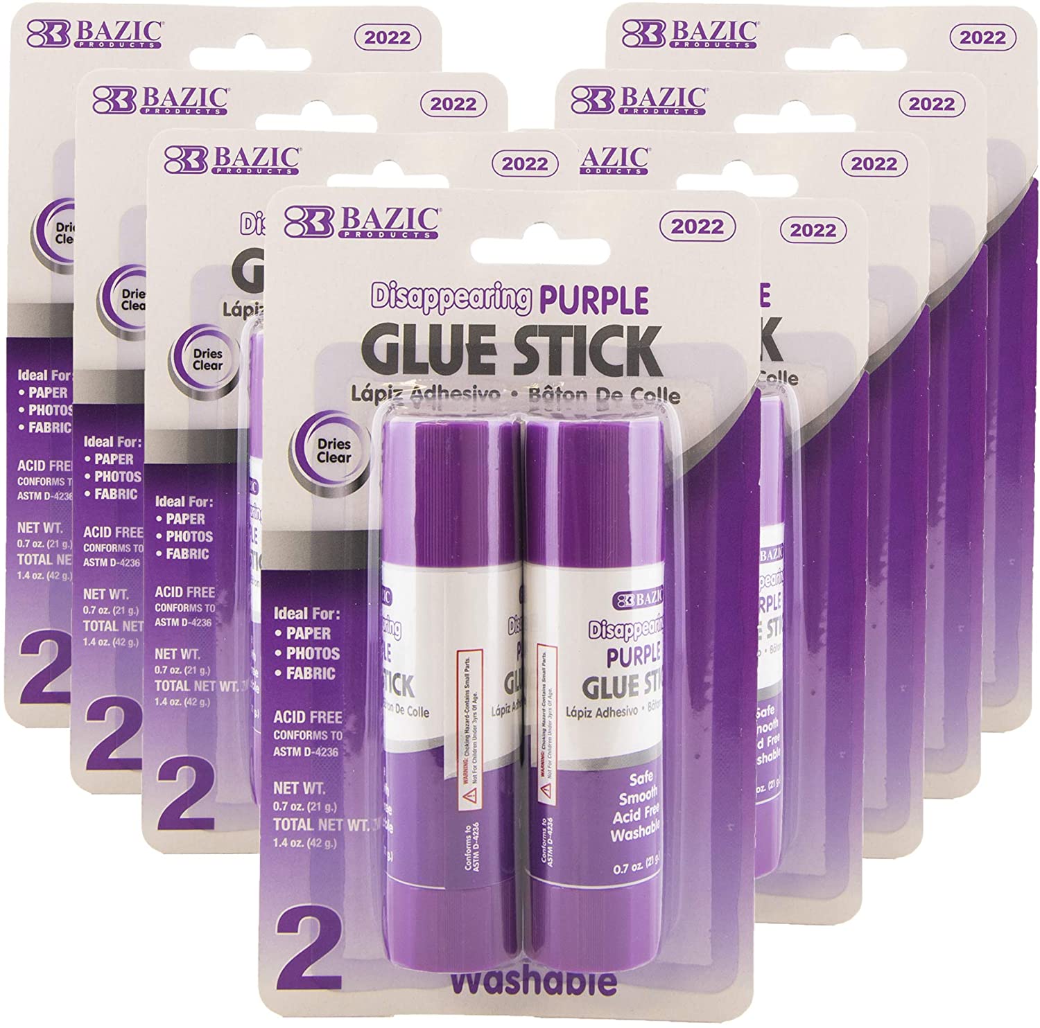 0.28 oz (8g) Washable Disappearing Purple Glue Stick.