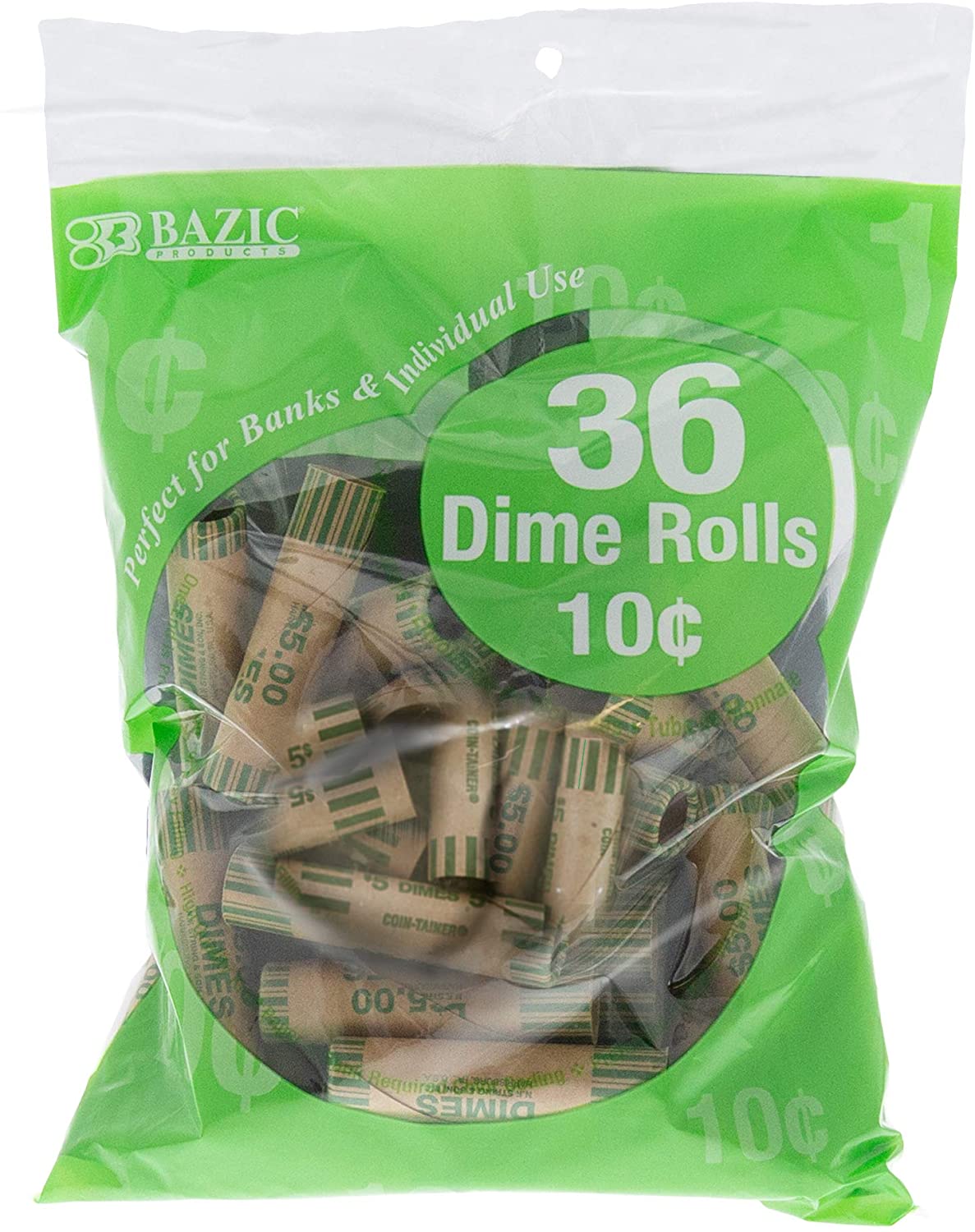 BAZIC Dime Coin Wrappers (36/Pack).