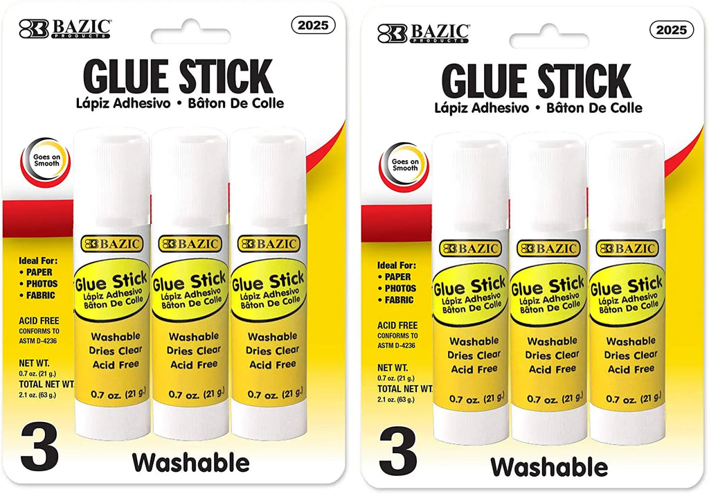 BAZIC 8g/0.28 Oz. Small Glue Stick, White Multi-Purpose Acid Free, Ideal for Photos Paper Kids Art Craft at School Home Office (6/Pack), 1-Pack.