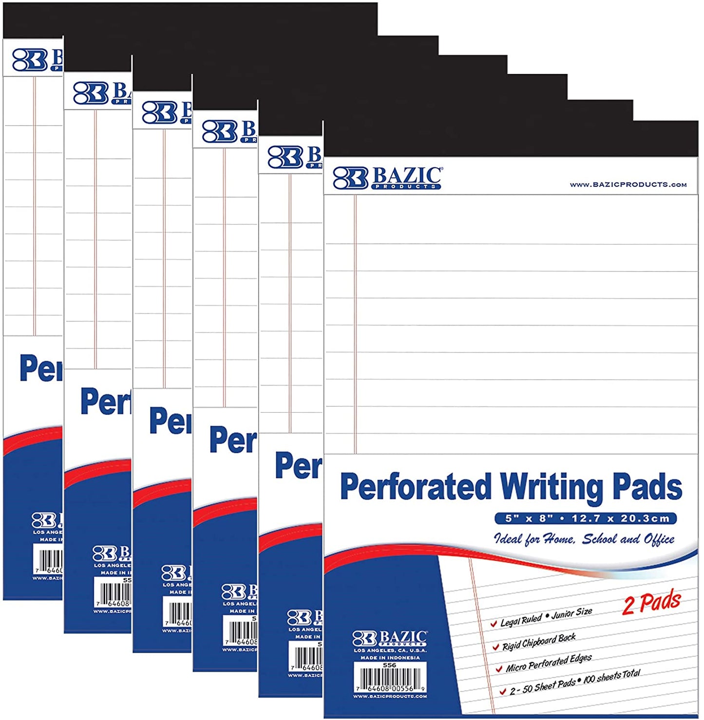 BAZIC 50 Ct. 5" X 8" Canary Jr. Perforated Writing Pad, Lined Ruled Memo Writing Papers Pads, Note Paper for Taking Notes, Yellow(2/Pack), 6-Pack (Total 12 Pads).