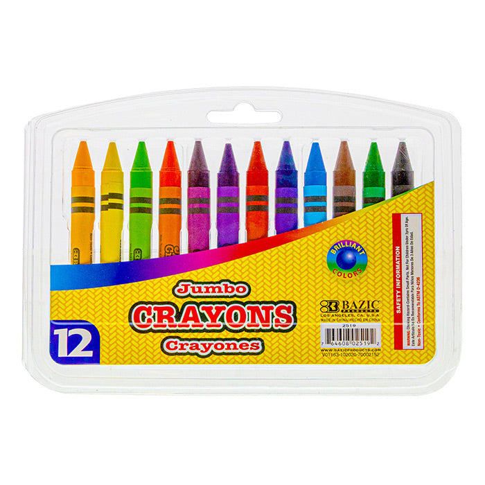 Premium Jumbo Crayons Coloring Set, School Art Gift for Kids Age 3+, 12 Colors