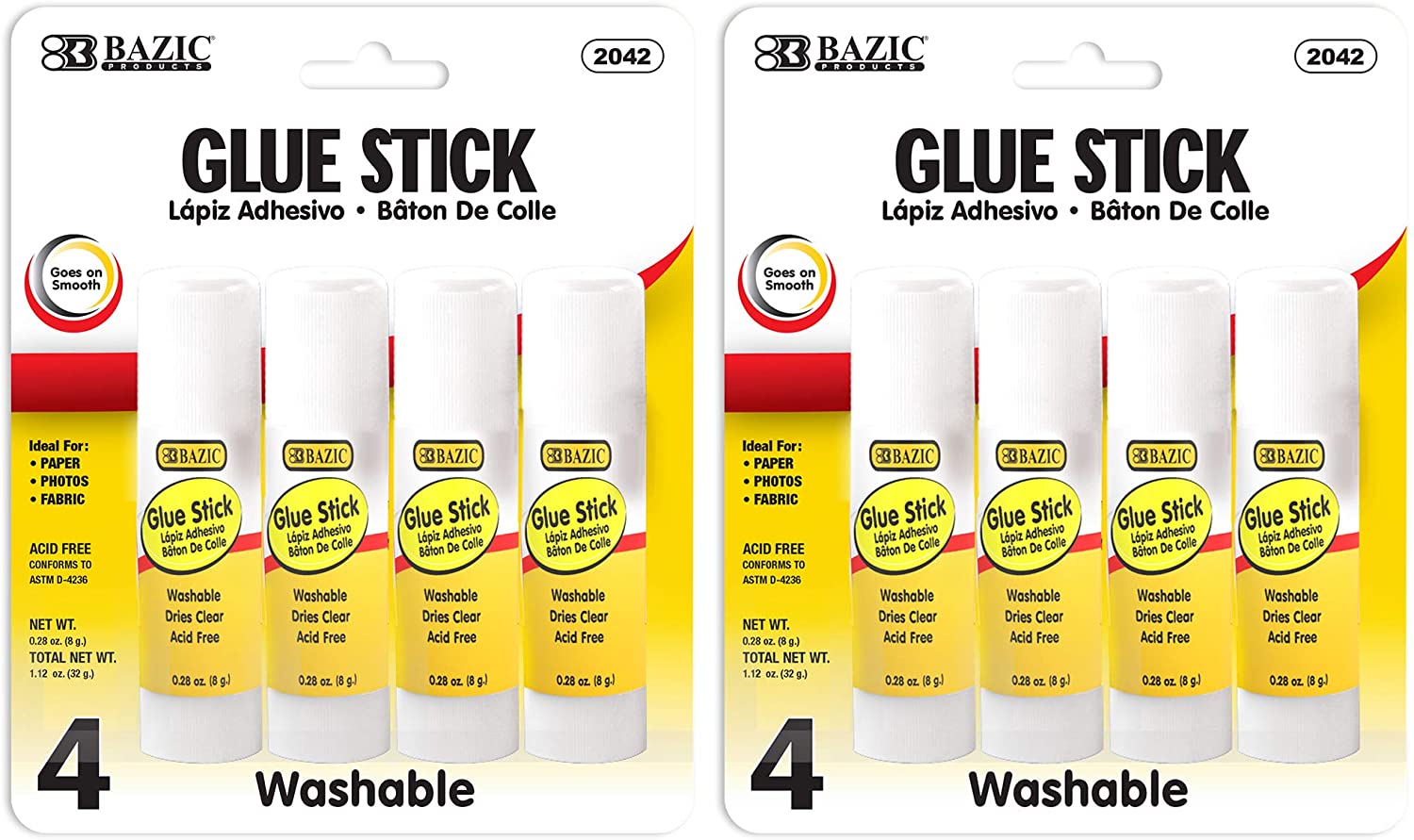 BAZIC 8g/0.28 Oz. Small Glue Stick, White Multi-Purpose Acid Free, Ideal for Photos Paper Kids Art Craft at School Home Office (6/Pack), 1-Pack.
