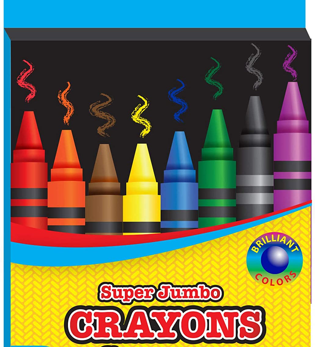 BAZIC 8 Premium Color Super Jumbo Crayons, Assorted Washable Coloring Set, Gift for Kids Teens School, 1-Pack.