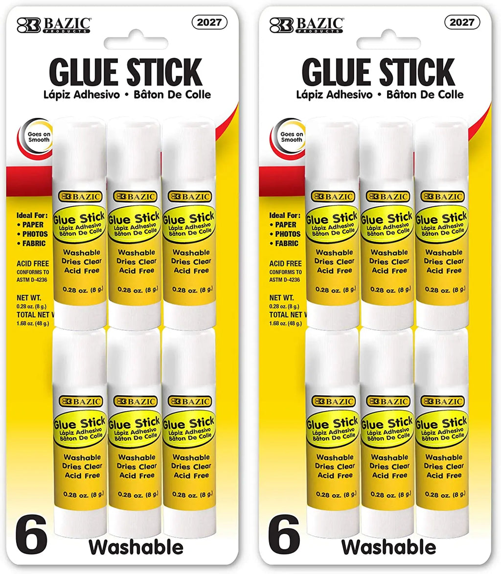 BAZIC 8g/0.28 Oz. Small Glue Stick, White Multi-Purpose Acid Free, Ideal for Photos Paper Kids Art Craft at School Home Office (6/Pack), 1-Pack.