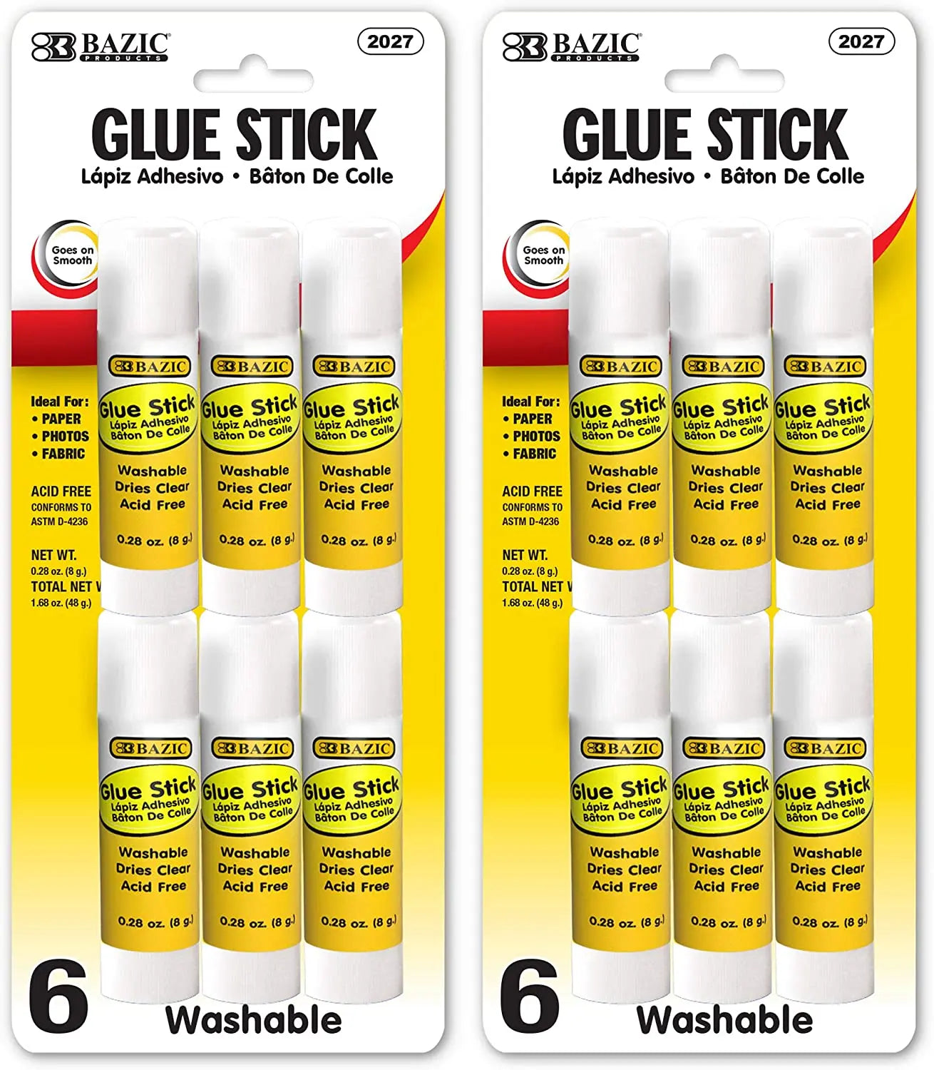 BAZIC 8g/0.28 Oz. Small Glue Stick, White Multi-Purpose Acid Free, Ideal for Photos Paper Kids Art Craft at School Home Office (6/Pack), 1-Pack.
